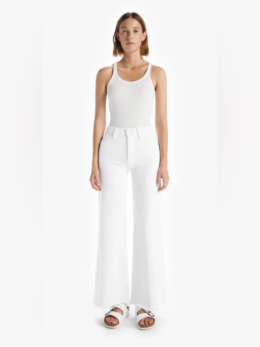 Mother Denim The Tomcat Roller Fray Wide Leg Jeans Totally Innocent 31 $228